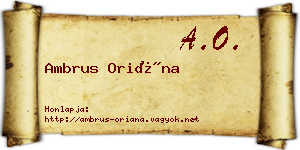 Ambrus Oriána névjegykártya